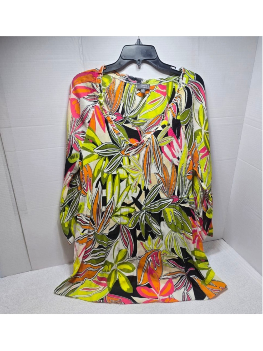 Women's Ninety Clothing Co Green Orange Floral Tunic Top 1X